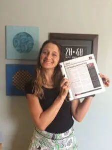 Monica showing off her published article. 