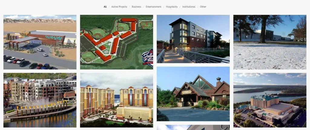 Example of a construction website portfolio. 