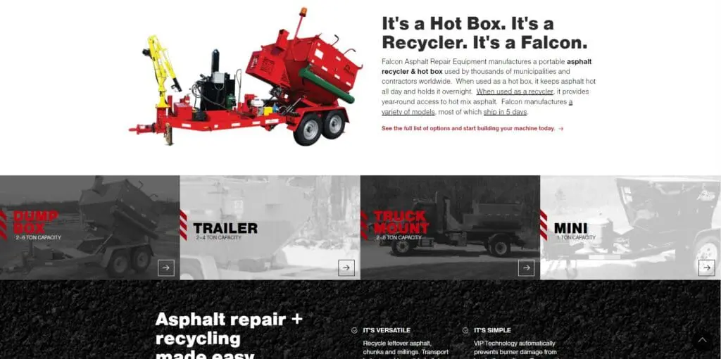 Paving Website Trends - Falcon Asphalt Repair Equipment: Service Pages