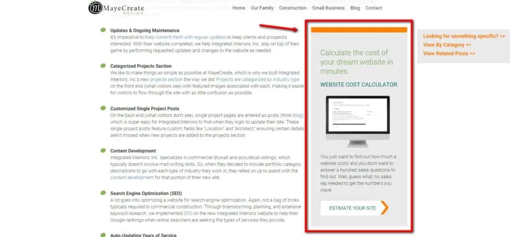 MayeCreate Web Quote CTA on Blog