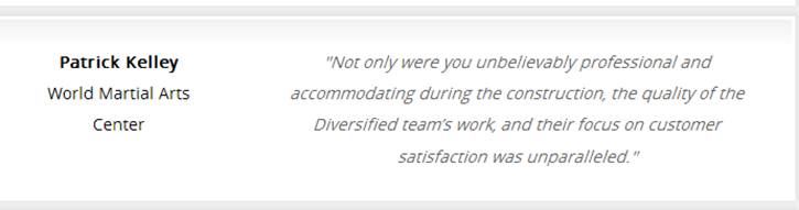 Diversified Construction Testimonial 