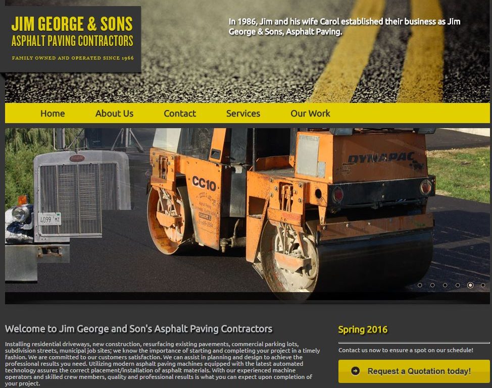 Original photography example for asphalt paving websites.