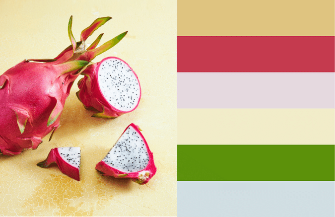 dragonfruit on yellow background with matching colors