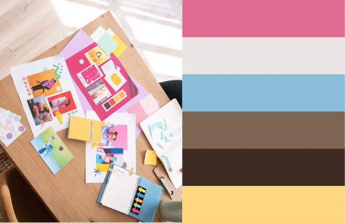 assorted photos with matching bright color palette